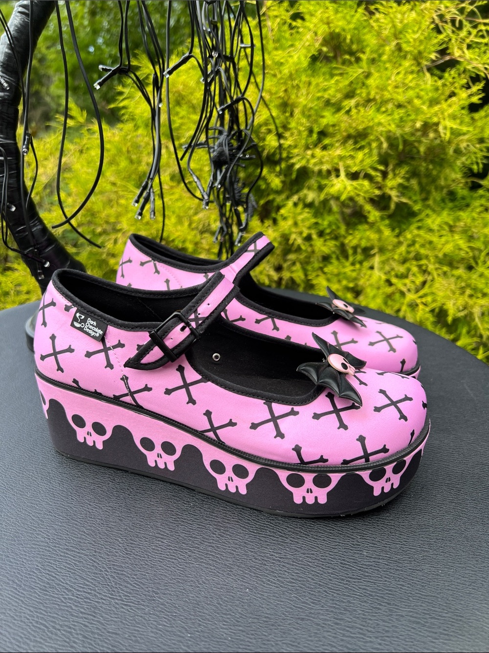 Hot Chocolate Design Chocolaticas® Pink Bones Mary Jane Platform Shoes Halloween - Picture 5 of 17